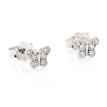 Orecchini in acciaio e SWAROVSKY Bianchi - Collezione Butterfly
