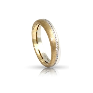 Two-Color Gold Wedding Ring Yellow and White Mod. Djerba mm. 4,10