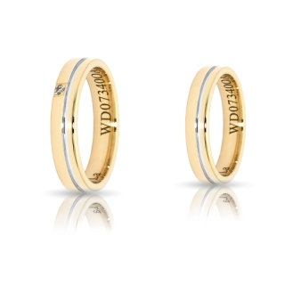 Two-Color Gold Wedding Ring Yellow and White Mod. Claudia mm. 4,2
