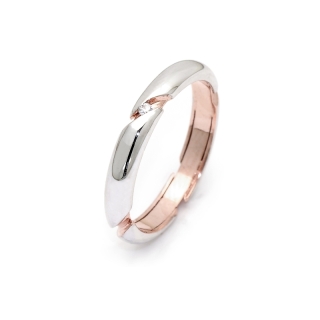 Two-Color Gold Wedding Ring Rose and White Mod. Raiatea mm. 3,8