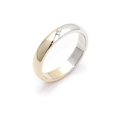 Two-Color Gold Wedding Ring Yellow and White Mod. Bali mm. 3,8