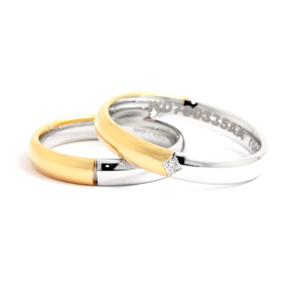 Two-Color Gold Engagement Ring Yellow and White Mod. Silvia mm. 3,5