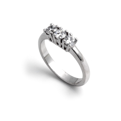 0,39 Ct Natural Diamonds Trilogy Ring 18Kt. White Gold