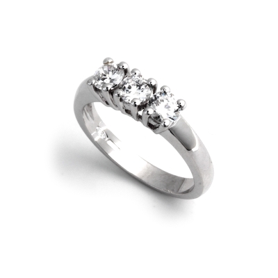 0,90 Ct Natural Diamonds Trilogy Ring 18Kt. White Gold