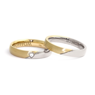 Two-Color Gold Wedding Ring Yellow and White Mod. Andrea mm. 4,0
