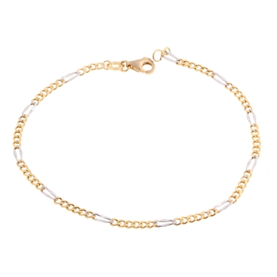 Bracciale Bimbo in Oro Bianco e Giallo 18 Kt. 750 Mill. - 19 Cm.