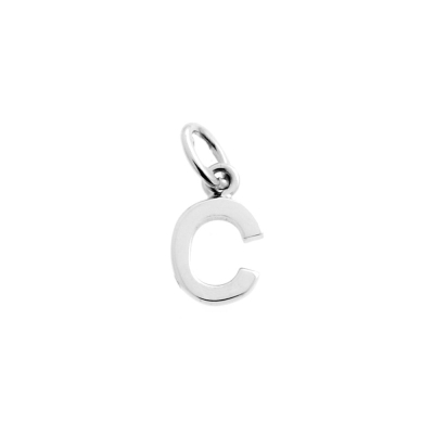 18 Kt White Gold Pendant C Letter (0,8 Cm)