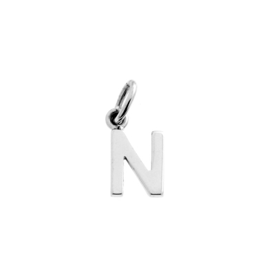 18 Kt White Gold Pendant N Letter (0,8 Cm)