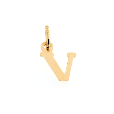 18 Kt Yellow Gold Pendant V Letter  (1,5 Cm)