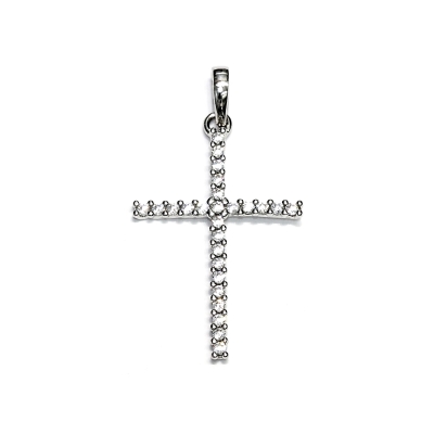 18 Kt White Gold Cross with Cubic Zirconia