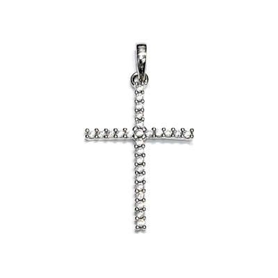 Croce in Oro Bianco 18 Kt. 750 Mill. con cubic Zirconia