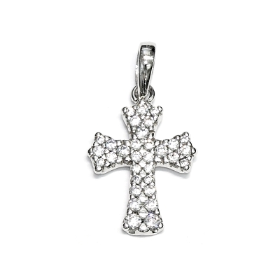Croce in Oro Bianco 18 Kt. 750 Mill. con cubic Zirconia