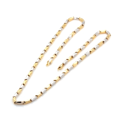 Collana in Oro Bianco e Giallo 18 Kt. 750 Mill. - 50  Cm