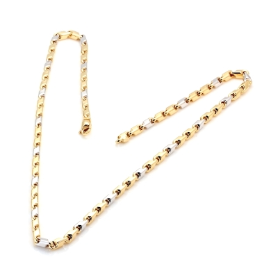 Collana in Oro Bianco e Giallo 18 Kt. 750 Mill. - 50  Cm