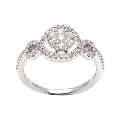 18 Kt White Gold Ring with Natural DiamondsKt. 0,55 F-VVS