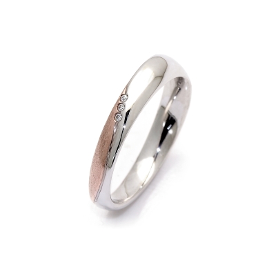 Two-Color Gold Wedding Ring Rose and White Mod. Dubai mm. 3,8