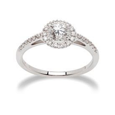 18 Kt. White Gold Solitaire with F VS 0,38 Ct. Natural Diamonds