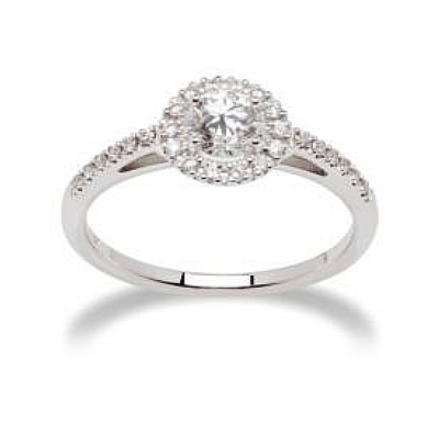 18 Kt. White Gold Solitaire with F VS 0,68 Ct. Natural Diamonds