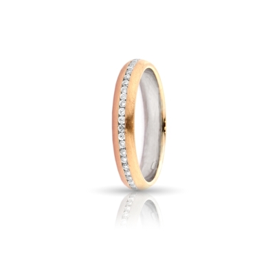 Two-Color Gold Wedding Ring Rose and White Mod. Flavia Eternity mm. 3,5