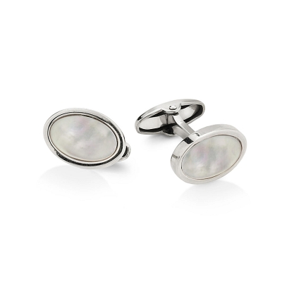 UNOAERRE - GEMELLI da uomo in Argento 925, ovali , impreziositi da madreperla.