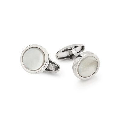 UNOAERRE - Gemelli da uomo in Argento, forma rotonda, impreziositi da madreperla.