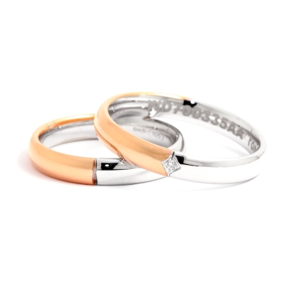 Two-Color Gold Wedding Ring Rose and White Mod. Silvia mm. 3,5