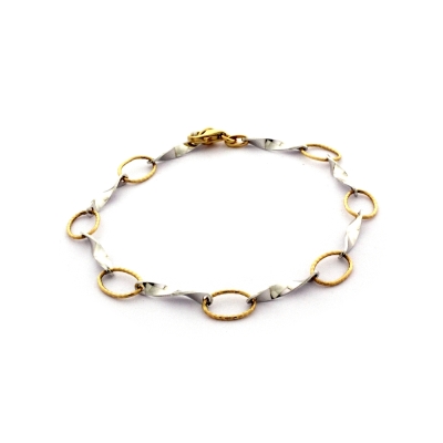 Bracciale in Oro Giallo e Bianco 18 Kt. 750 Mill. - 18 Cm