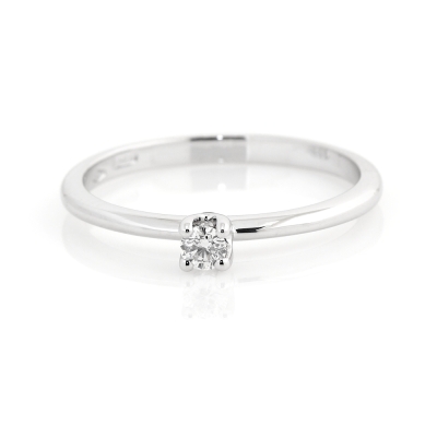 750 Mill. White Gold Ring with 0,08 Ct. F-Vs Diamond