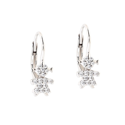 18 Kt White Gold Earrings with Cubic Zirconia