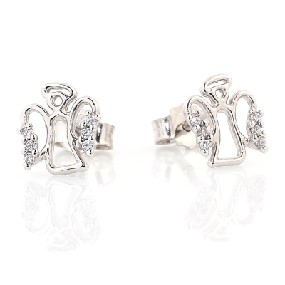 18 Kt White Gold Earrings with Cubic Zirconia