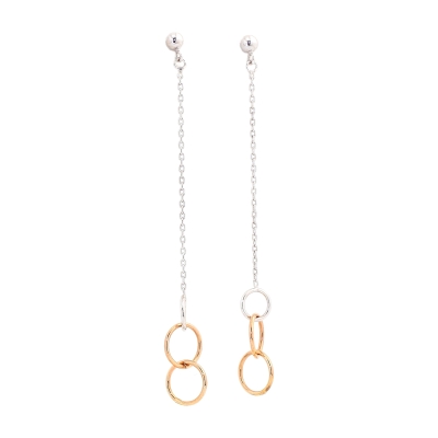 Orecchini Oro Bianco e Rosa 18 Kt. 750 Mill.