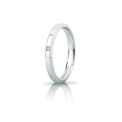 Fede UNOAERRE Oro Bianco 18 Kt. 750 mod. Hydra Slim con Diamante Kt. 0,01