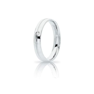 Fede UNOAERRE Oro Bianco 18 Kt. 750 mod. Lyra con Diamante Kt. 0,02