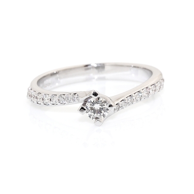 750 Mill. White Gold Ring with 0,15+0,18 Ct. F-Vs Diamond