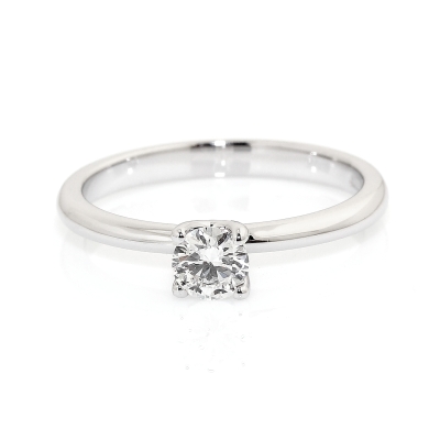 Anello Solitario 4 Punte in Oro 18 Kt. 750 Mill. Con Diamante Naturale Kt. 0,31 F-Vs