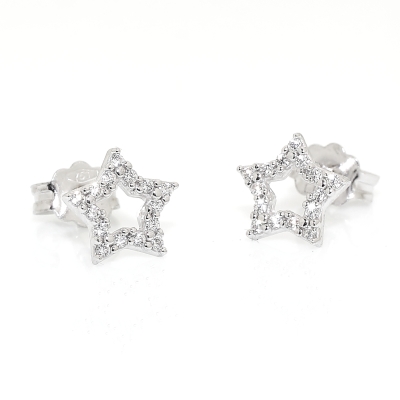 18 Kt White Gold Earrings with Cubic Zirconia