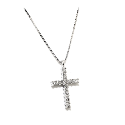 18 Kt. Gold Pendant Cross with 0,09 Ct. Natural Diamonds