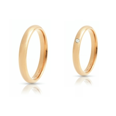 Fede Nuziale in Oro Rosa Mod. Italiana mm. 3,3