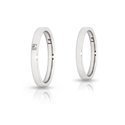 White Gold Wedding Ring 2,5 mm. Confort Flat