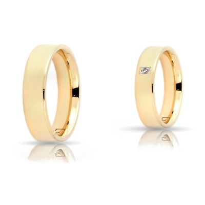 Yellow Gold Wedding Ring 5 mm. Confort Flat