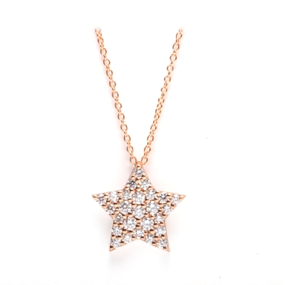 18 Kt Rose Gold Necklace KT.0.19 F-Vs