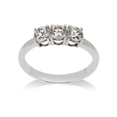 18 Kt. White Gold Trilogy with F VS 0,45 Ct. Natural Diamonds