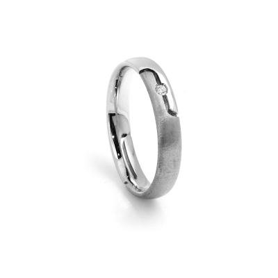 White Gold Wedding Ring mod. Bruxelles mm. 3,7