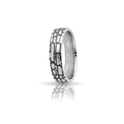 White Gold Wedding Ring mod. Kenya mm. 5