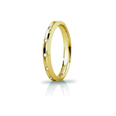 Fede UNOAERRE Oro Giallo 18 Kt. 750 mod. Corona Slim con 8 Diamanti