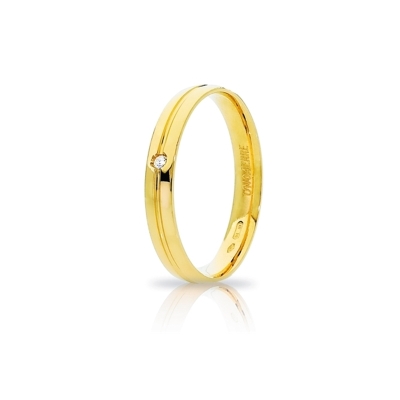 Fede UNOAERRE Oro Giallo 18 Kt. 750 mod. Lyra con Diamante