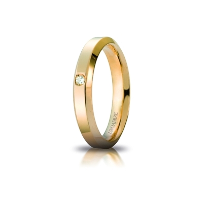 Fede UNOAERRE Oro Giallo 18 Kt. 750 mod. Hydra con Diamante