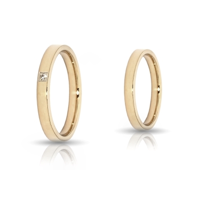 Yellow Gold Wedding Ring 3 mm. Confort Flat