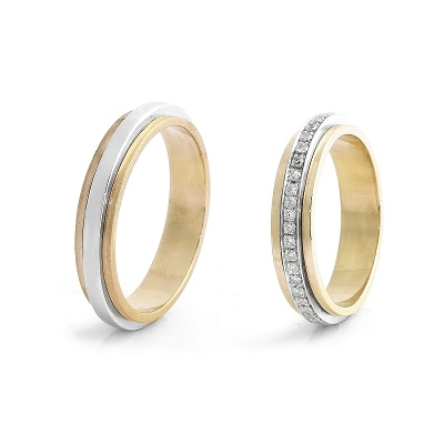 Two-Color Gold Wedding Ring Yellow and White Mod. Seoul mm. 4,60