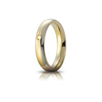 UNOAERRE 18Kt Two-Color Gold Wedding Ring Mod. Eclissi with with diamond Kt. 0.03